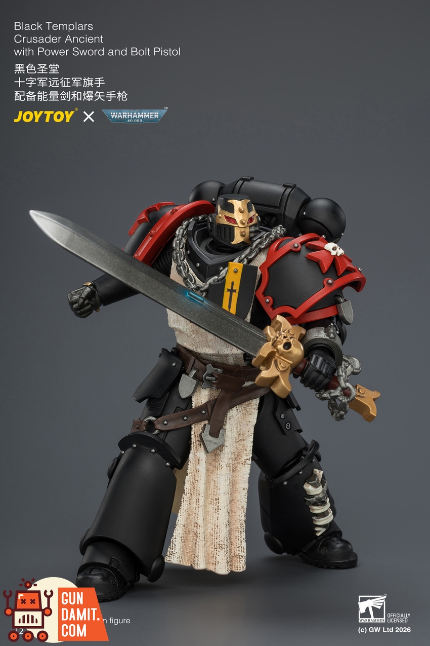 JoyToy JT04735 1/18 Warhammer 40k Black Templars Crusader Ancient with Power Sword and Bolt Pistol - View 9 JoyToy JT04735 1/18 Warhammer 40k Black Templars Crusader Ancient with Power Sword and Bolt Pistol - View 9