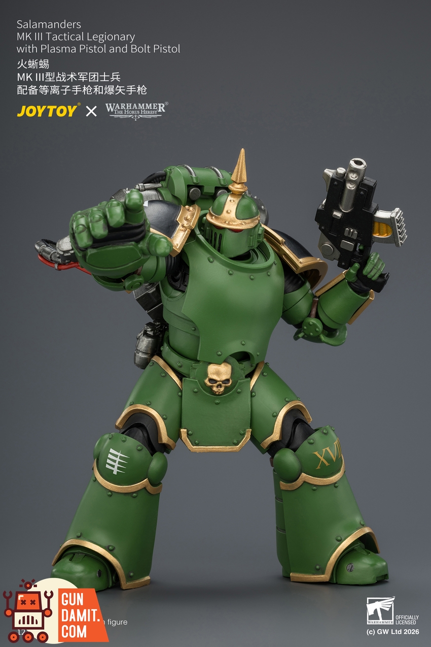 JoyToy JT04643 1/18 Warhammer The Horus Heresy Salamanders MK III Tactical Legionary with Plasma Pistol and Bolt Pistol - View 6 JoyToy JT04643 1/18 Warhammer The Horus Heresy Salamanders MK III Tactical Legionary with Plasma Pistol and Bolt Pistol - View 6