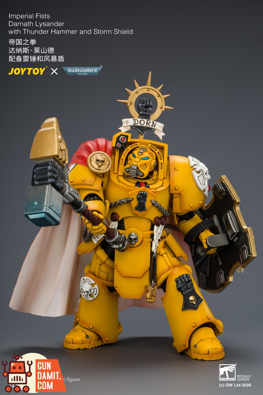 JoyToy JT04896 1/18 Warhammer 40K Imperial Fists Darnath Lysander with Thunder Hammer and Storm Shield - View 10 JoyToy JT04896 1/18 Warhammer 40K Imperial Fists Darnath Lysander with Thunder Hammer and Storm Shield - View 10