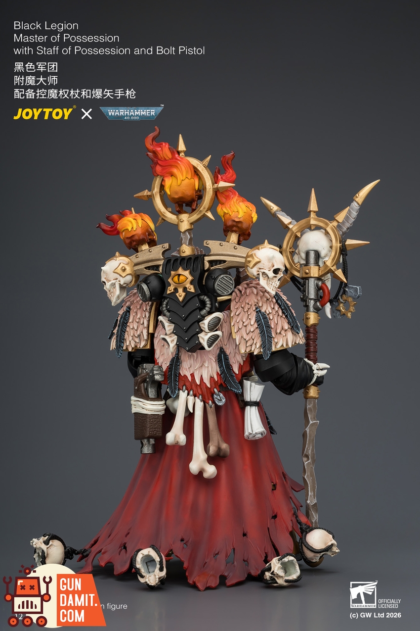 JoyToy JT04759 1/18 Warhammer 40k Black Legion Master of Possession with Staff of Possession and Bolt Pistol - View 4 JoyToy JT04759 1/18 Warhammer 40k Black Legion Master of Possession with Staff of Possession and Bolt Pistol - View 4