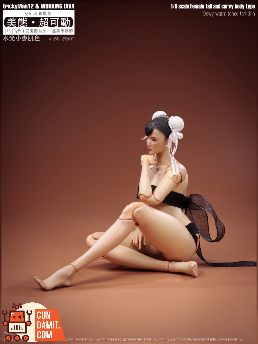 trickyMan12 & WORKING DIVA 1/6 FB-10032 DT06C Female Tall and Curvy Body Type Dewy Warm Toned Tan Skin Version - View 3 trickyMan12 & WORKING DIVA 1/6 FB-10032 DT06C Female Tall and Curvy Body Type Dewy Warm Toned Tan Skin Version - View 3