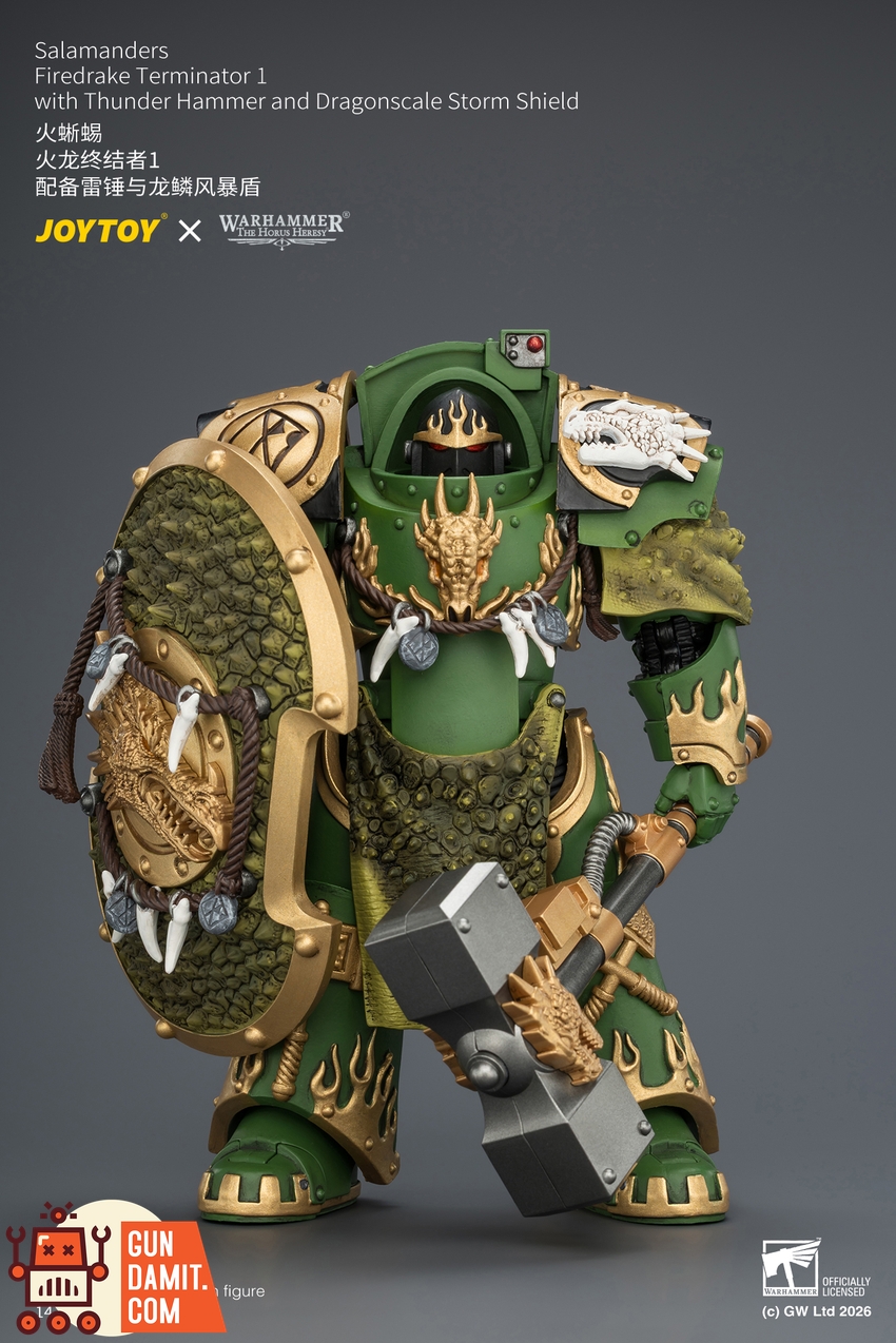 JoyToy JT04629 1/18 Warhammer The Horus Heresy Salamanders Firedrake Terminator 1 with Thunder Hammer and Dragonscale Storm Shield - View 2 JoyToy JT04629 1/18 Warhammer The Horus Heresy Salamanders Firedrake Terminator 1 with Thunder Hammer and Dragonscale Storm Shield - View 2