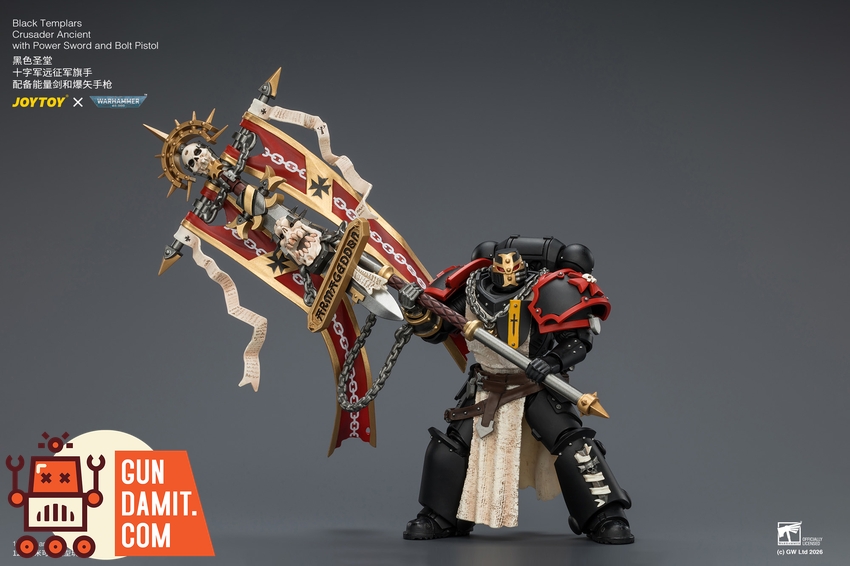 JoyToy JT04735 1/18 Warhammer 40k Black Templars Crusader Ancient with Power Sword and Bolt Pistol - View 7 JoyToy JT04735 1/18 Warhammer 40k Black Templars Crusader Ancient with Power Sword and Bolt Pistol - View 7