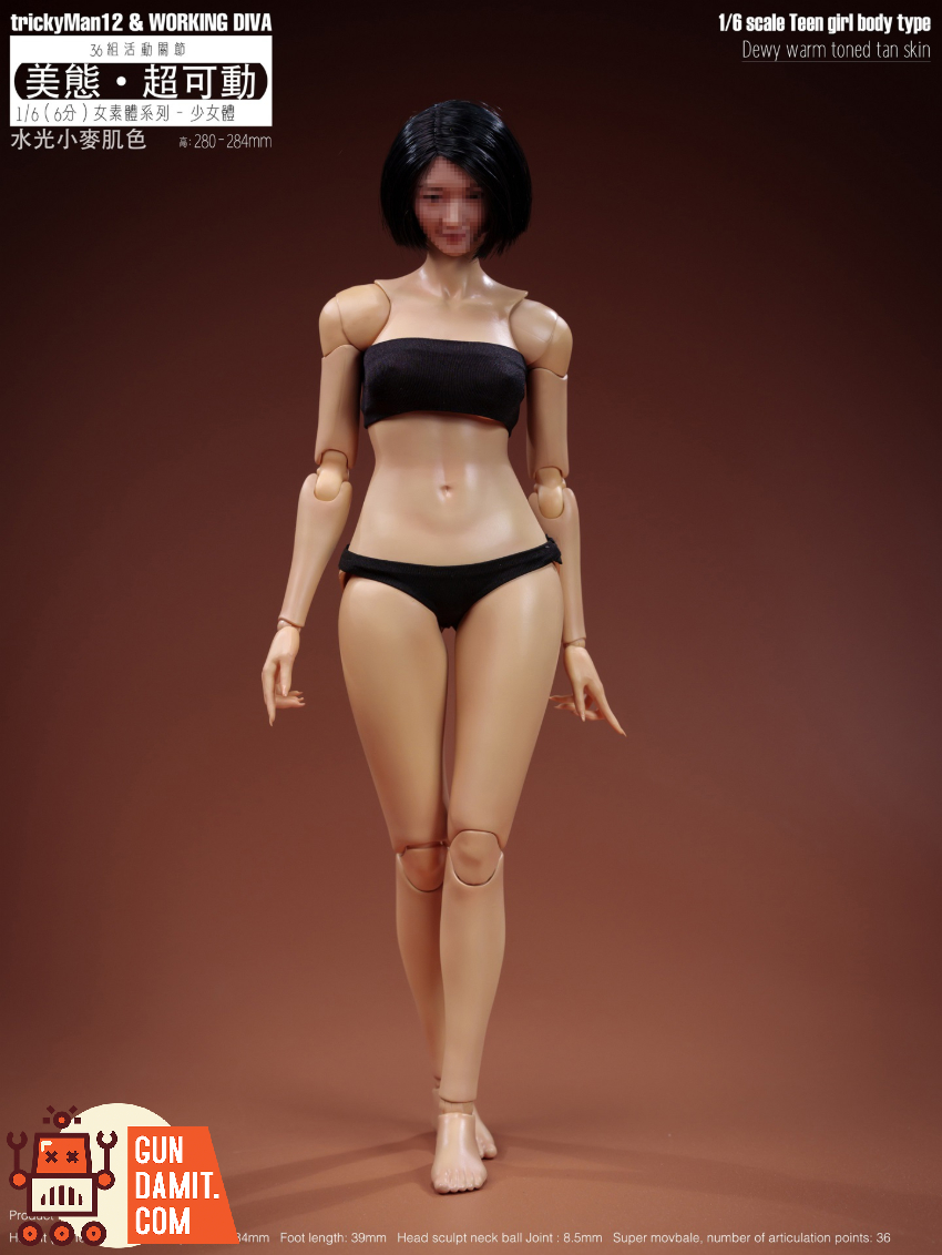 trickyMan12 & WORKING DIVA 1/6 FB-10032 DT02C Teen Girl Body Type Dewy Warm Toned Tan Skin Version - View 4 trickyMan12 & WORKING DIVA 1/6 FB-10032 DT02C Teen Girl Body Type Dewy Warm Toned Tan Skin Version - View 4