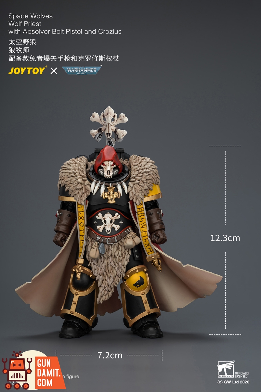 JoyToy JT04766 1/18 Warhammer 40k Space Wolves Wolf Priest with Absolvor Bolt Pistol and Crozius - View 10 JoyToy JT04766 1/18 Warhammer 40k Space Wolves Wolf Priest with Absolvor Bolt Pistol and Crozius - View 10