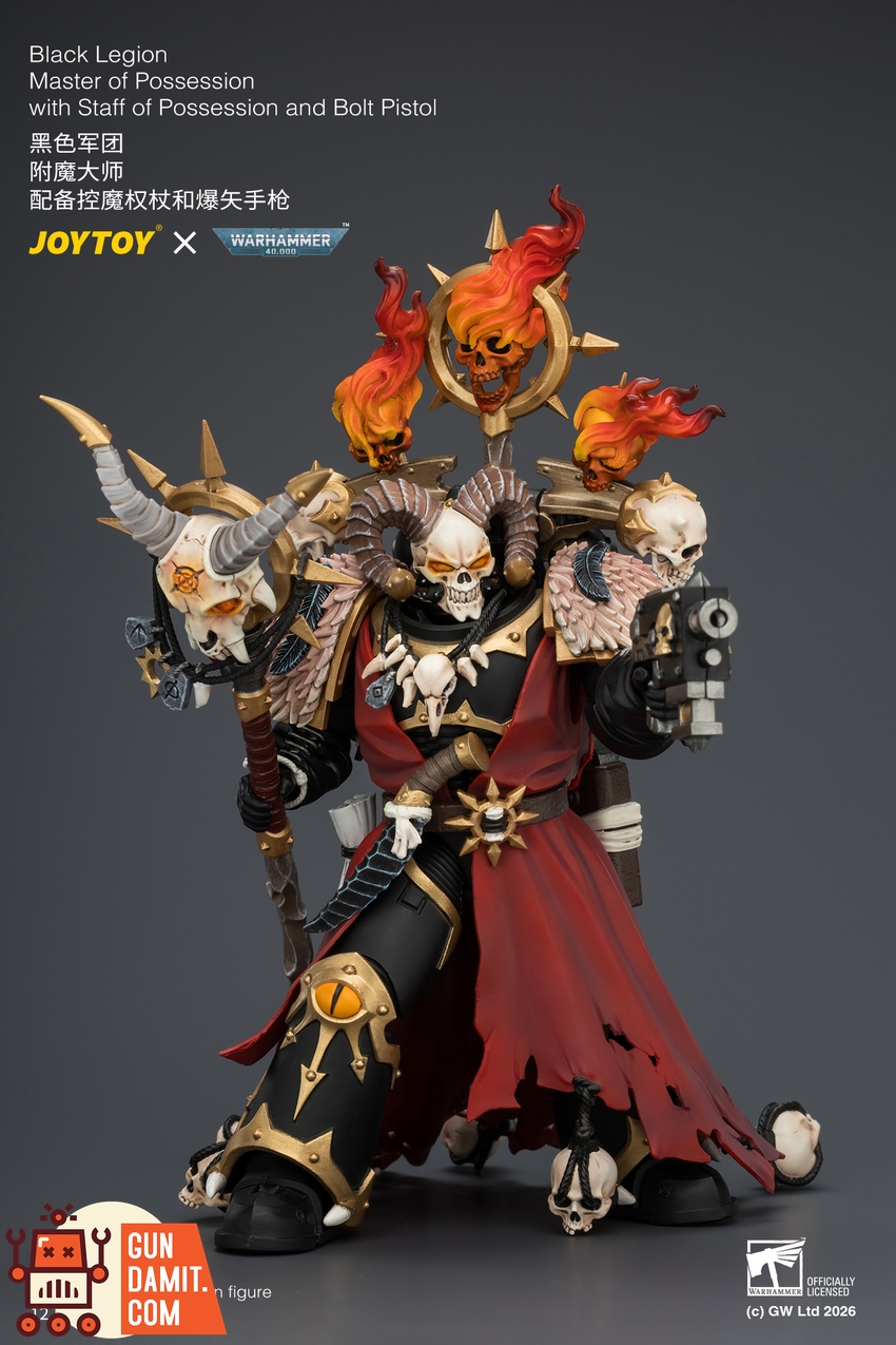 JoyToy JT04759 1/18 Warhammer 40k Black Legion Master of Possession with Staff of Possession and Bolt Pistol - View 5 JoyToy JT04759 1/18 Warhammer 40k Black Legion Master of Possession with Staff of Possession and Bolt Pistol - View 5
