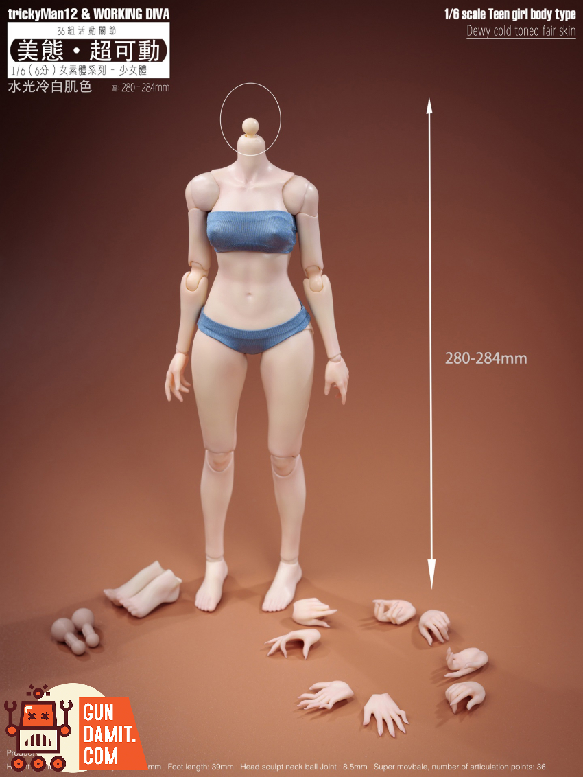 trickyMan12 & WORKING DIVA 1/6 FB-10032 DT02A Teen Girl Body Type Dewy Cold Toned Fair Skin Version - View 5 trickyMan12 & WORKING DIVA 1/6 FB-10032 DT02A Teen Girl Body Type Dewy Cold Toned Fair Skin Version - View 5