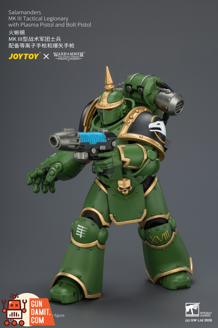 JoyToy JT04643 1/18 Warhammer The Horus Heresy Salamanders MK III Tactical Legionary with Plasma Pistol and Bolt Pistol - View 8 JoyToy JT04643 1/18 Warhammer The Horus Heresy Salamanders MK III Tactical Legionary with Plasma Pistol and Bolt Pistol - View 8