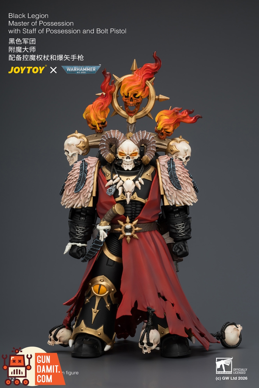 JoyToy JT04759 1/18 Warhammer 40k Black Legion Master of Possession with Staff of Possession and Bolt Pistol - View 1 JoyToy JT04759 1/18 Warhammer 40k Black Legion Master of Possession with Staff of Possession and Bolt Pistol - View 1