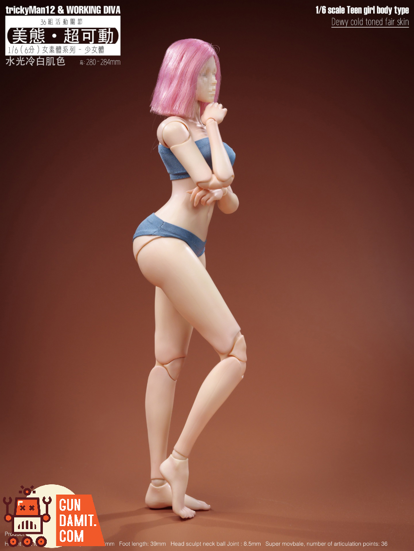 trickyMan12 & WORKING DIVA 1/6 FB-10032 DT02A Teen Girl Body Type Dewy Cold Toned Fair Skin Version - View 3 trickyMan12 & WORKING DIVA 1/6 FB-10032 DT02A Teen Girl Body Type Dewy Cold Toned Fair Skin Version - View 3