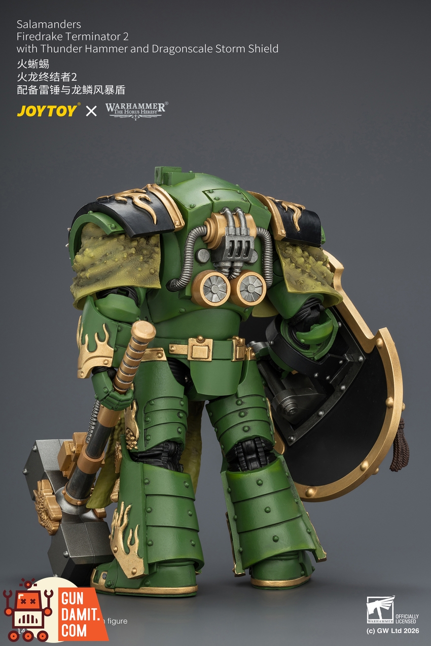 JoyToy JT04636 1/18 Warhammer The Horus Heresy Salamanders Firedrake Terminator 2 with Thunder Hammer and Dragonscale Storm Shield - View 4 JoyToy JT04636 1/18 Warhammer The Horus Heresy Salamanders Firedrake Terminator 2 with Thunder Hammer and Dragonscale Storm Shield - View 4