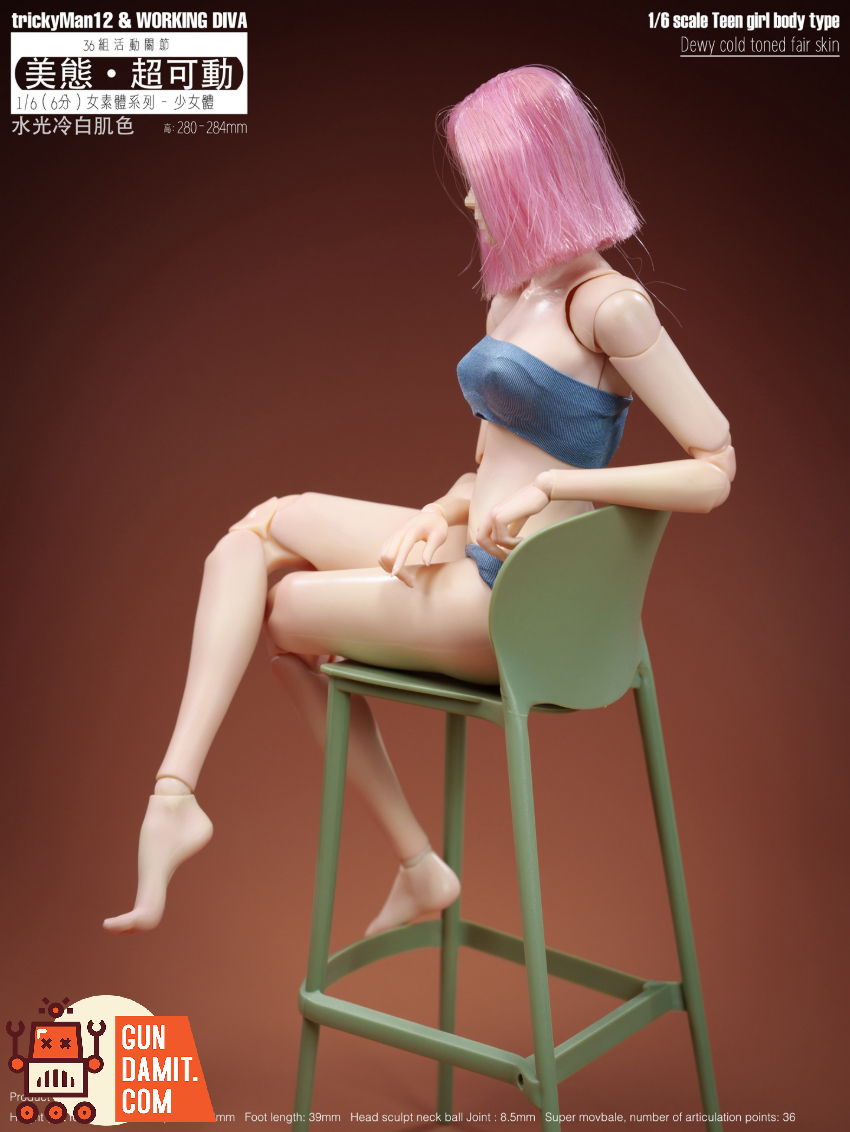 trickyMan12 & WORKING DIVA 1/6 FB-10032 DT02A Teen Girl Body Type Dewy Cold Toned Fair Skin Version - View 6 trickyMan12 & WORKING DIVA 1/6 FB-10032 DT02A Teen Girl Body Type Dewy Cold Toned Fair Skin Version - View 6