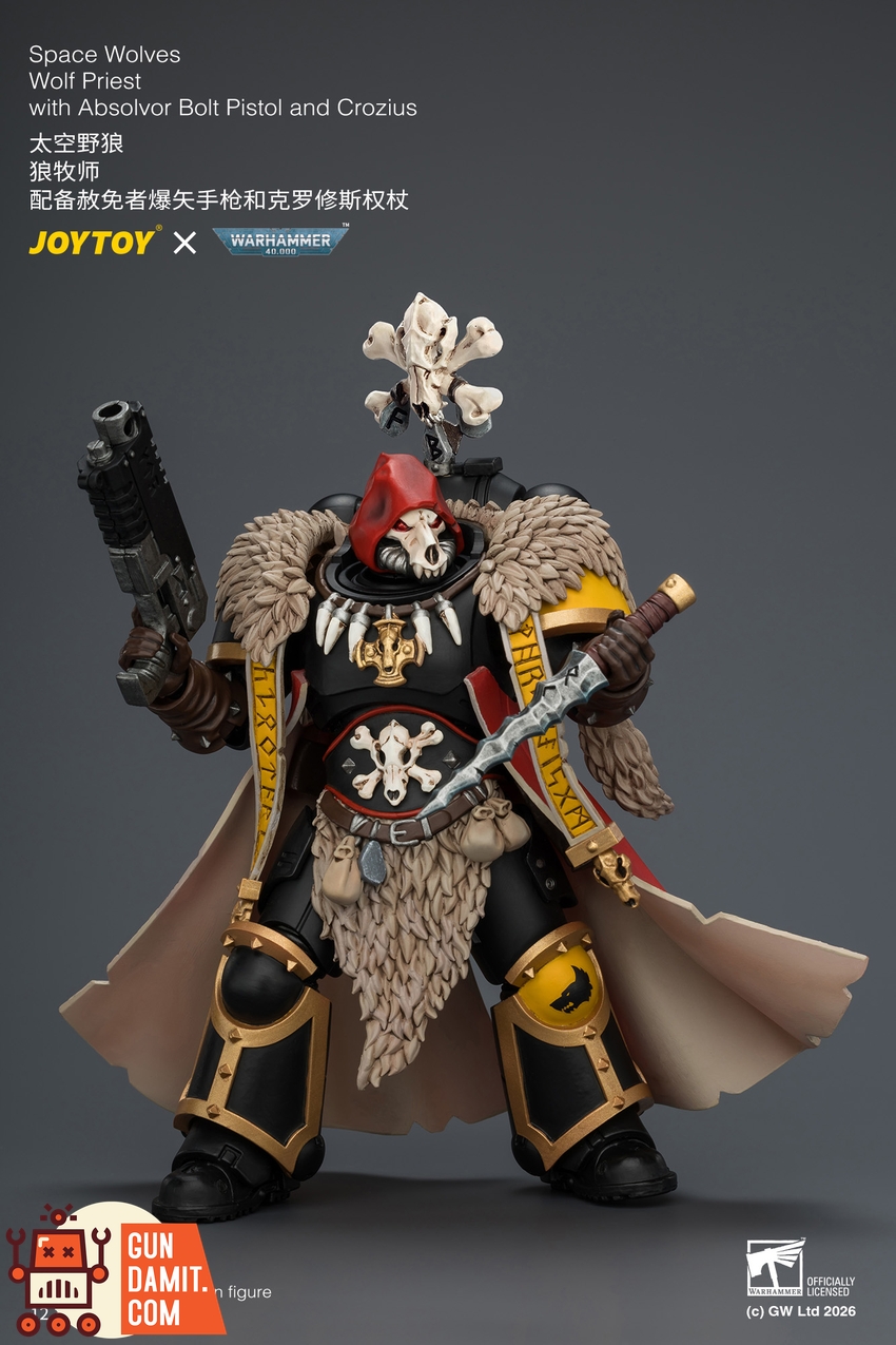 JoyToy JT04766 1/18 Warhammer 40k Space Wolves Wolf Priest with Absolvor Bolt Pistol and Crozius - View 7 JoyToy JT04766 1/18 Warhammer 40k Space Wolves Wolf Priest with Absolvor Bolt Pistol and Crozius - View 7