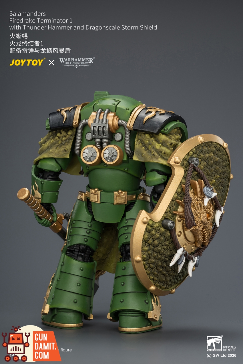 JoyToy JT04629 1/18 Warhammer The Horus Heresy Salamanders Firedrake Terminator 1 with Thunder Hammer and Dragonscale Storm Shield - View 4 JoyToy JT04629 1/18 Warhammer The Horus Heresy Salamanders Firedrake Terminator 1 with Thunder Hammer and Dragonscale Storm Shield - View 4