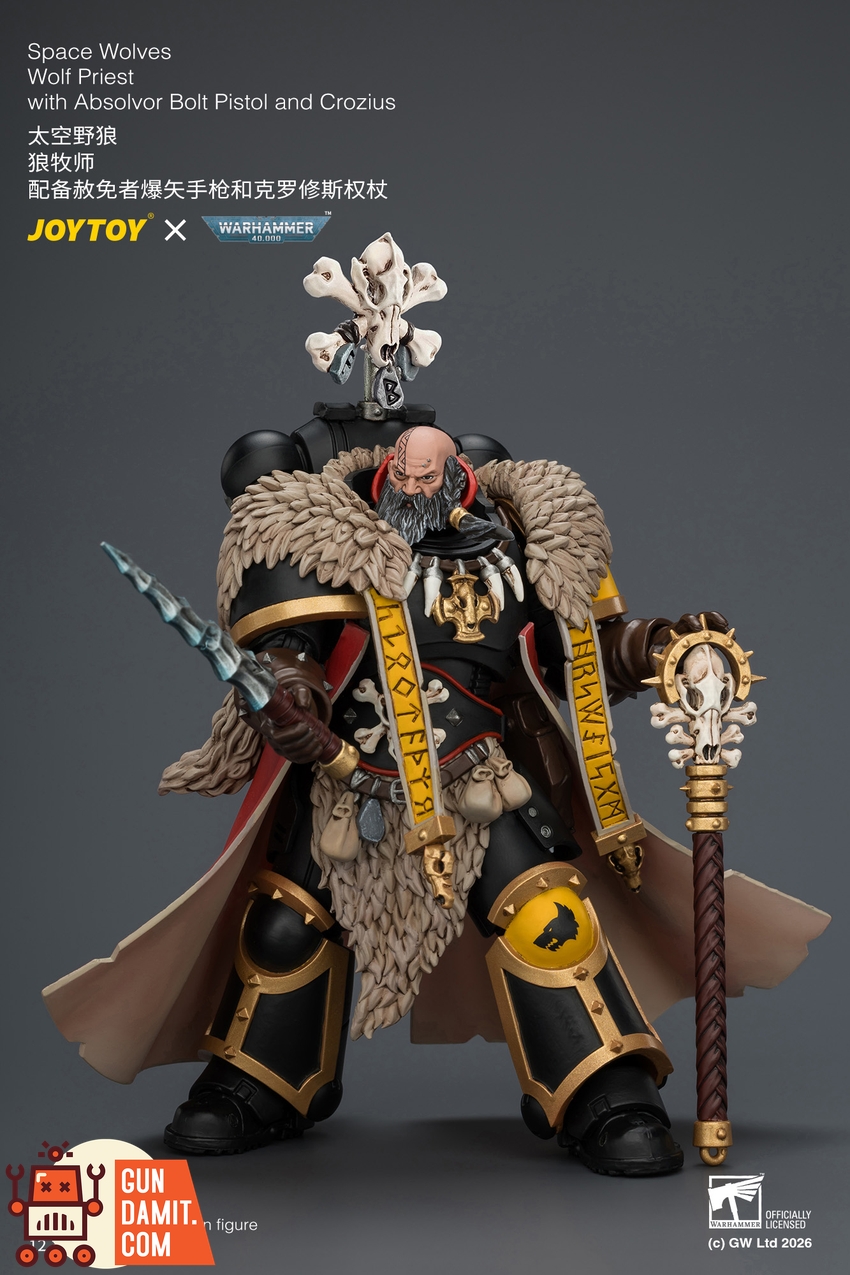 JoyToy JT04766 1/18 Warhammer 40k Space Wolves Wolf Priest with Absolvor Bolt Pistol and Crozius - View 8 JoyToy JT04766 1/18 Warhammer 40k Space Wolves Wolf Priest with Absolvor Bolt Pistol and Crozius - View 8