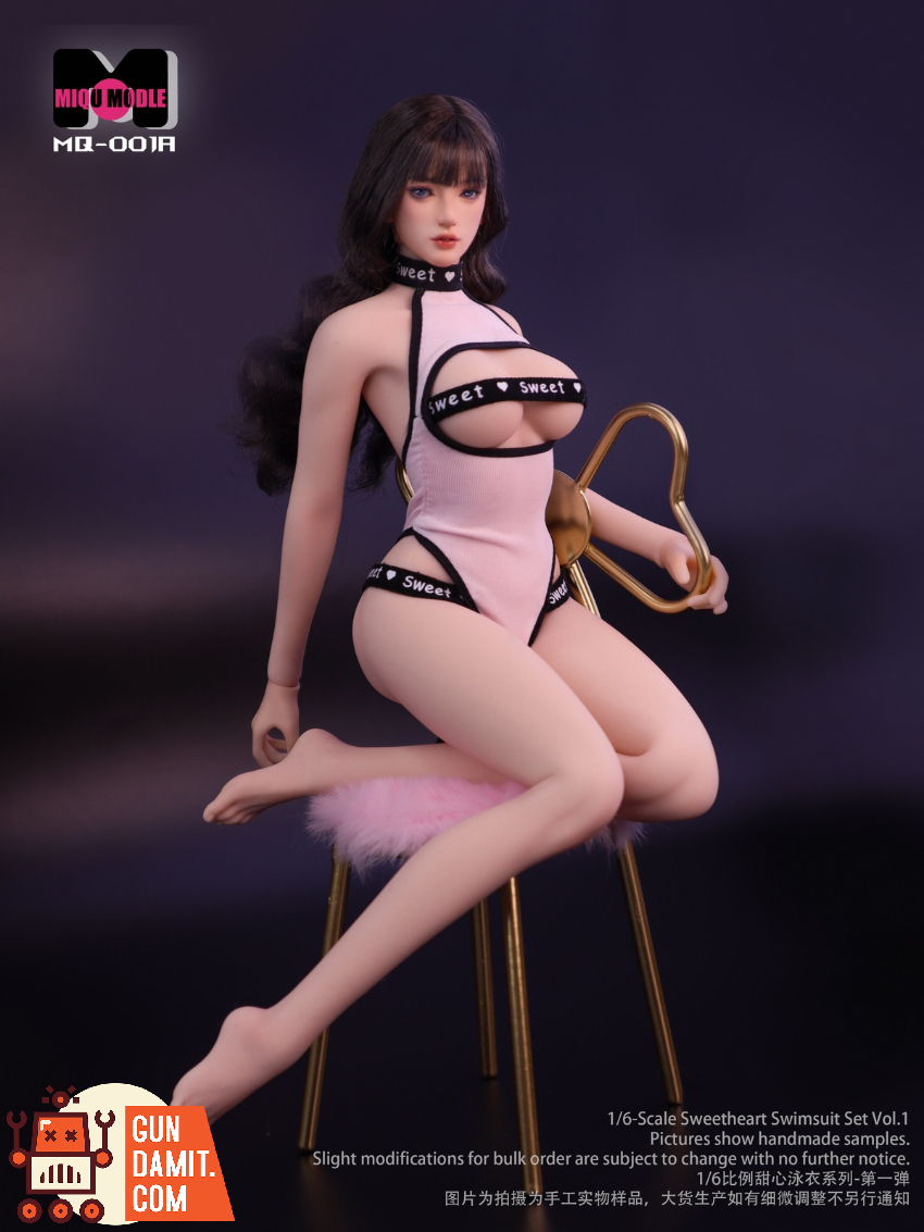 Miqu Model 1/6 MQ-001A Sweet Swimsuit Vol.1 COCO Head Sculpt & Black Pink Contrast Stretch Swimsuit Outfit Set - View 3 Miqu Model 1/6 MQ-001A Sweet Swimsuit Vol.1 COCO Head Sculpt & Black Pink Contrast Stretch Swimsuit Outfit Set - View 3