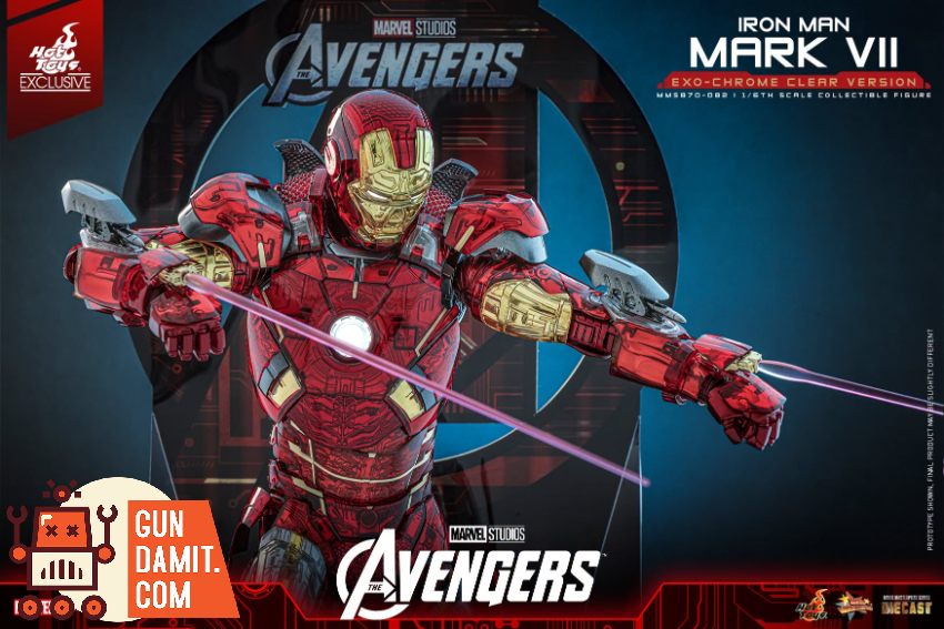 Hot Toys 1/6 MMS870D82 The Avengers Iron Man Mark VII Exo-Chrome Clear Version - View 2 Hot Toys 1/6 MMS870D82 The Avengers Iron Man Mark VII Exo-Chrome Clear Version - View 2