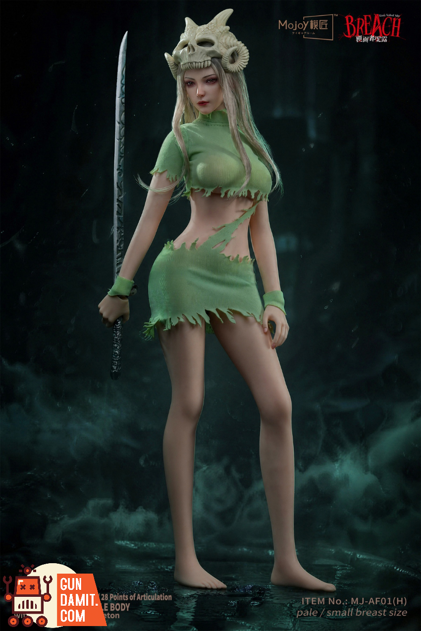 Mojoy 1/6 MJ-AF01H Slender Girlish Body with Head Sculpt Green Ver. - View 1 Mojoy 1/6 MJ-AF01H Slender Girlish Body with Head Sculpt Green Ver. - View 1