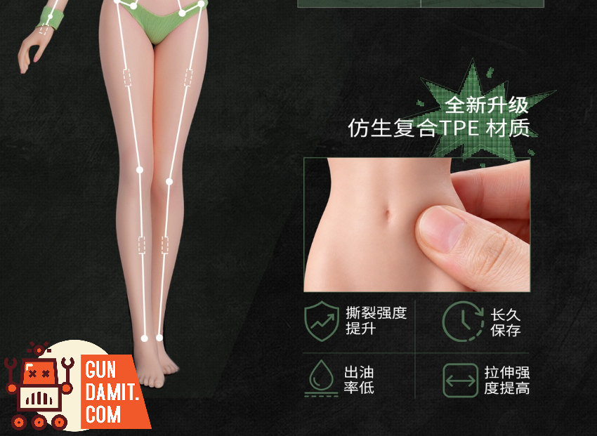 Mojoy 1/6 MJ-AF01H Slender Girlish Body with Head Sculpt Green Ver. - View 6 Mojoy 1/6 MJ-AF01H Slender Girlish Body with Head Sculpt Green Ver. - View 6