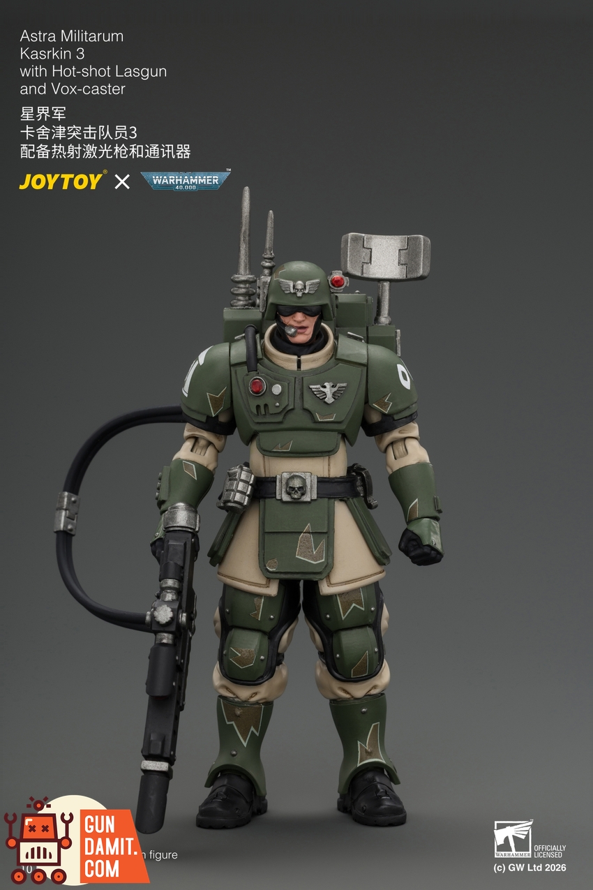 JoyToy JT04957 1/18 Warhammer 40K Astra Militarum Kasrkin 3 with Hot-shot Lasgun and Vox-caster - View 1 JoyToy JT04957 1/18 Warhammer 40K Astra Militarum Kasrkin 3 with Hot-shot Lasgun and Vox-caster - View 1