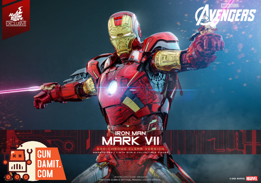 Hot Toys 1/6 MMS870D82 The Avengers Iron Man Mark VII Exo-Chrome Clear Version - View 1 Hot Toys 1/6 MMS870D82 The Avengers Iron Man Mark VII Exo-Chrome Clear Version - View 1