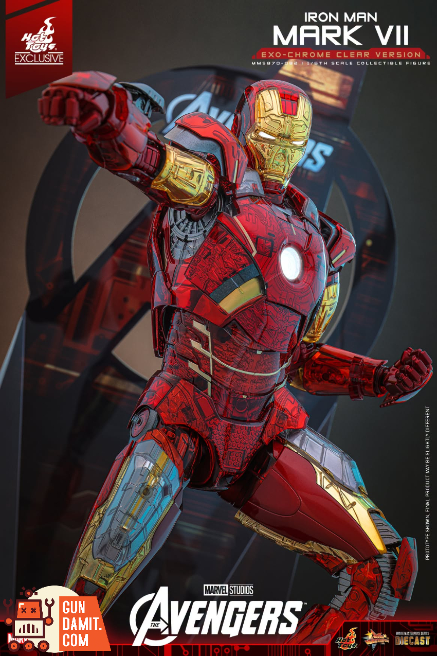 Hot Toys 1/6 MMS870D82 The Avengers Iron Man Mark VII Exo-Chrome Clear Version - View 13 Hot Toys 1/6 MMS870D82 The Avengers Iron Man Mark VII Exo-Chrome Clear Version - View 13
