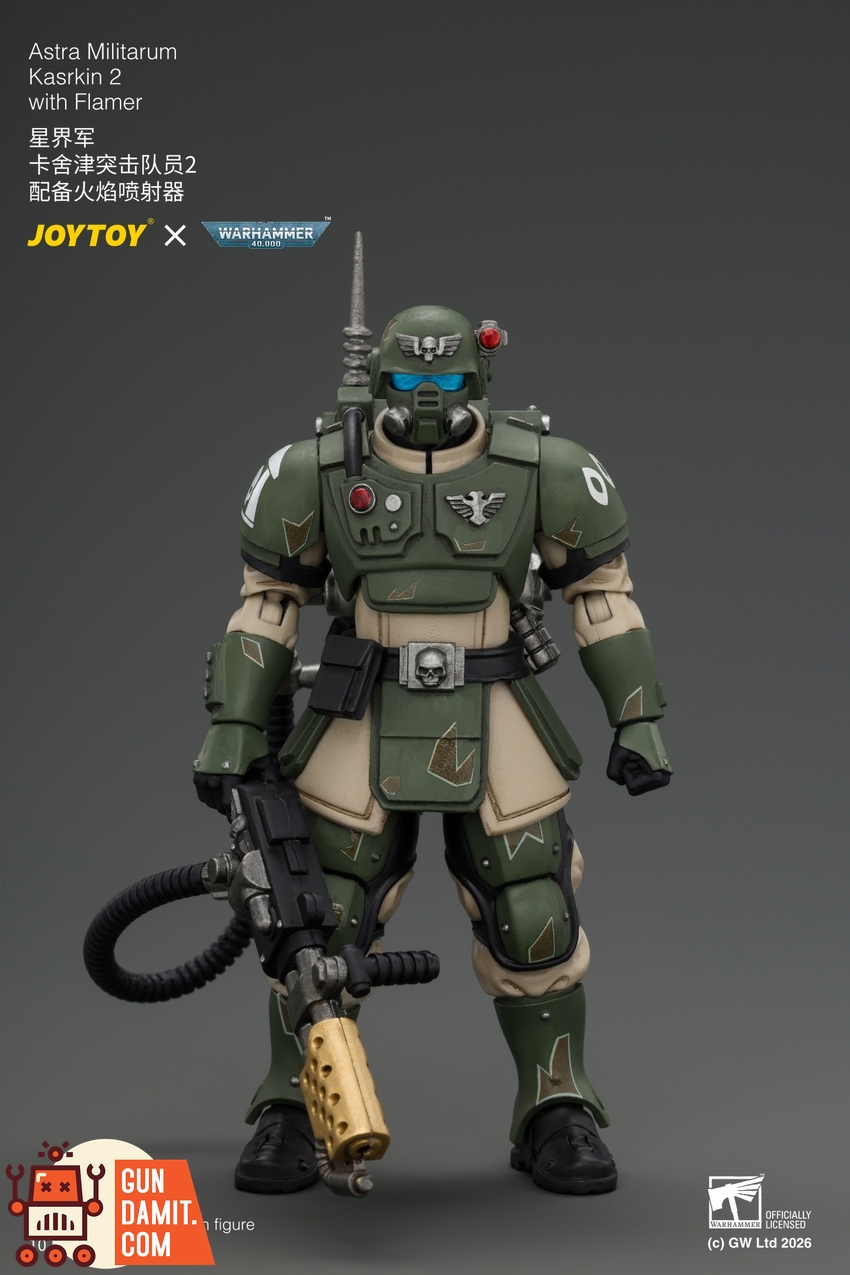 JoyToy JT04940 1/18 Warhammer 40K Astra Militarum Kasrkin 2 with Flamer - View 1 JoyToy JT04940 1/18 Warhammer 40K Astra Militarum Kasrkin 2 with Flamer - View 1