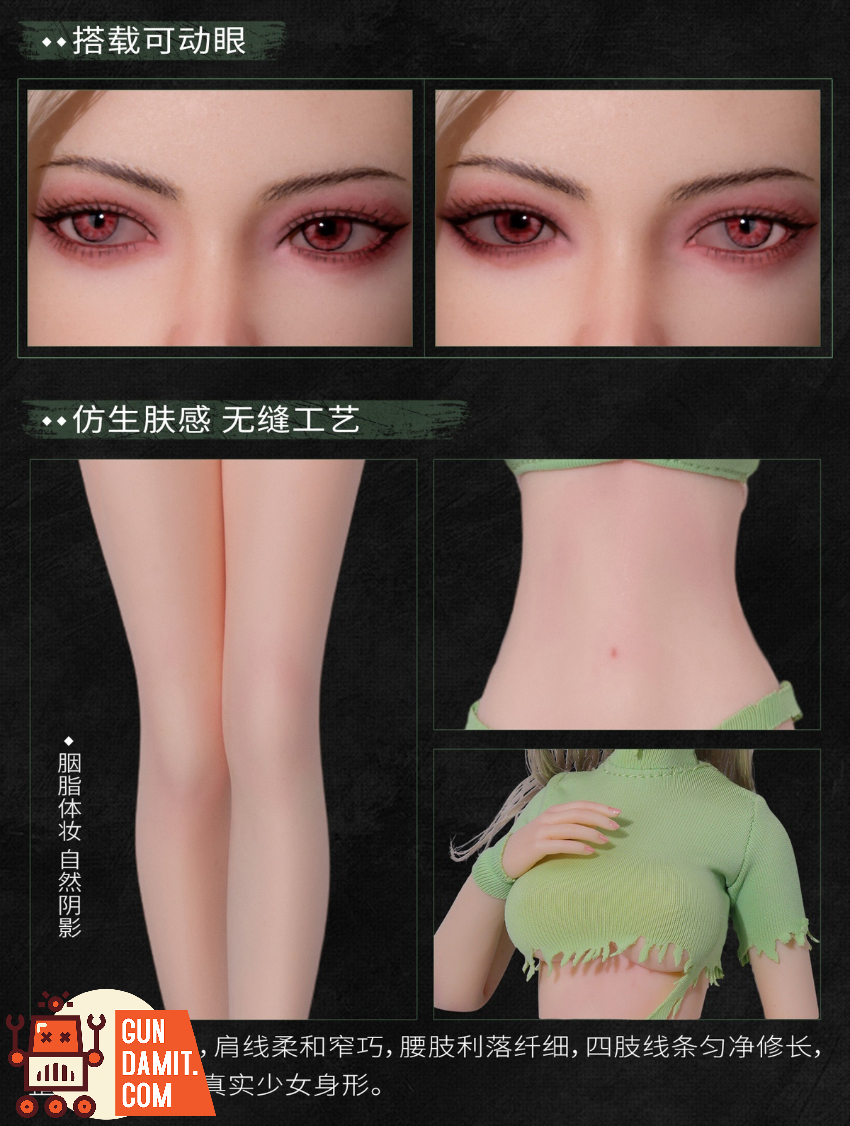 Mojoy 1/6 MJ-AF01H Slender Girlish Body with Head Sculpt Green Ver. - View 3 Mojoy 1/6 MJ-AF01H Slender Girlish Body with Head Sculpt Green Ver. - View 3