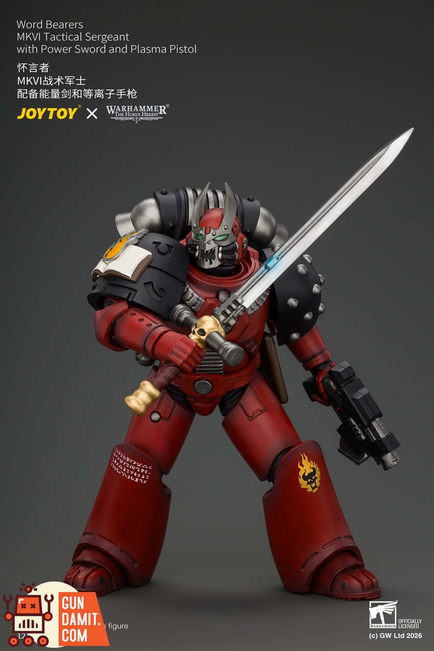 JoyToy JT05015 1/18 Warhammer The Horus Heresy Word Bearers MkVI Tactical Sergeant with Power Sword and Plasma Pistol - View 2 JoyToy JT05015 1/18 Warhammer The Horus Heresy Word Bearers MkVI Tactical Sergeant with Power Sword and Plasma Pistol - View 2