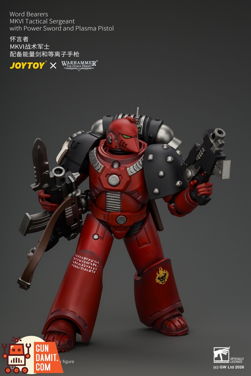 JoyToy JT05015 1/18 Warhammer The Horus Heresy Word Bearers MkVI Tactical Sergeant with Power Sword and Plasma Pistol - View 1 JoyToy JT05015 1/18 Warhammer The Horus Heresy Word Bearers MkVI Tactical Sergeant with Power Sword and Plasma Pistol - View 1