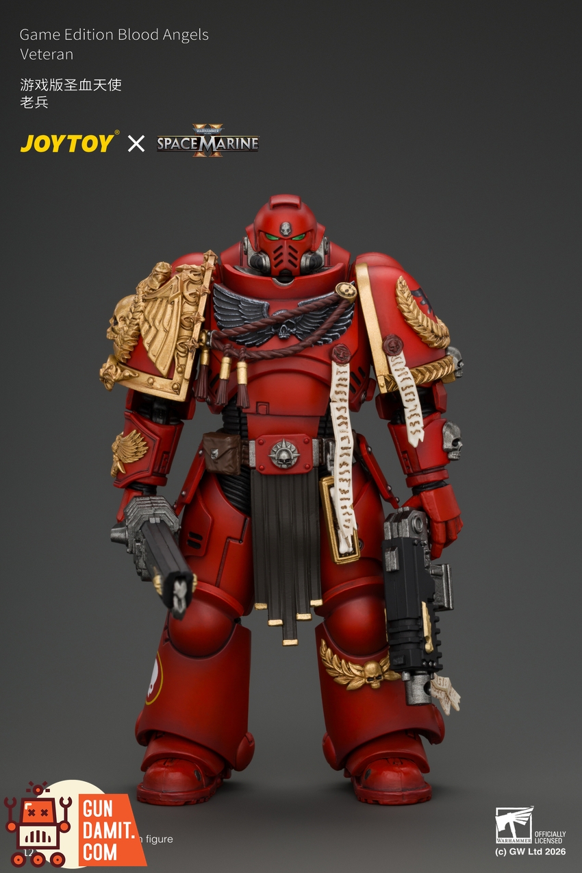 JoyToy JT05305 1/18 Warhammer 40K Game Edition Blood Angels Veteran with Bolt Rifle, Chainsword and Bolt Pistol and Plasma Pistol - View 2 JoyToy JT05305 1/18 Warhammer 40K Game Edition Blood Angels Veteran with Bolt Rifle, Chainsword and Bolt Pistol and Plasma Pistol - View 2