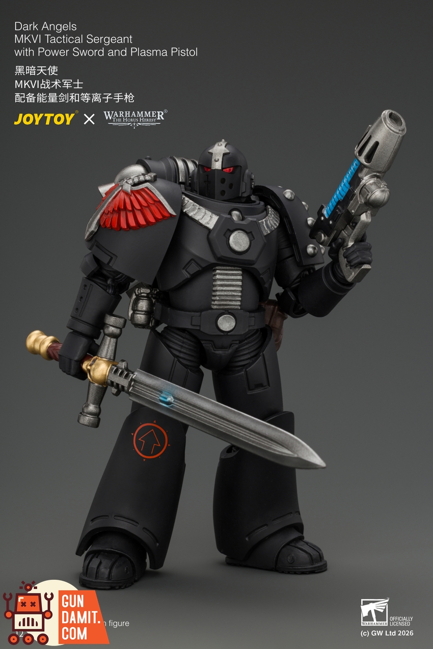 JoyToy JT05138 1/18 Warhammer The Horus Heresy Dark Angels MKVI Tactical Sergeant with Power Sword and Plasma Pistol - View 3 JoyToy JT05138 1/18 Warhammer The Horus Heresy Dark Angels MKVI Tactical Sergeant with Power Sword and Plasma Pistol - View 3