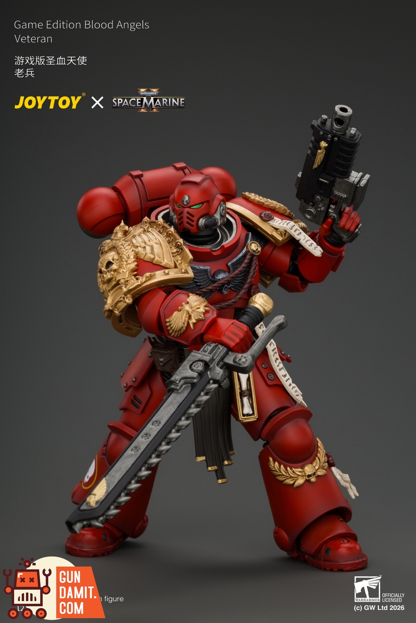 JoyToy JT05305 1/18 Warhammer 40K Game Edition Blood Angels Veteran with Bolt Rifle, Chainsword and Bolt Pistol and Plasma Pistol - View 6 JoyToy JT05305 1/18 Warhammer 40K Game Edition Blood Angels Veteran with Bolt Rifle, Chainsword and Bolt Pistol and Plasma Pistol - View 6