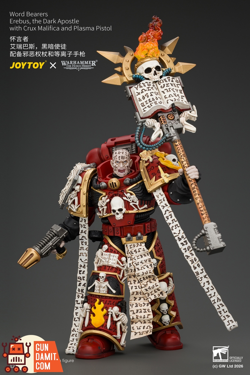 JoyToy JT05213 1/18 Warhammer The Horus Heresy Word Bearers Erebus, the Dark Apostle with Crux Malifica and Plasma Pistol - View 1 JoyToy JT05213 1/18 Warhammer The Horus Heresy Word Bearers Erebus, the Dark Apostle with Crux Malifica and Plasma Pistol - View 1