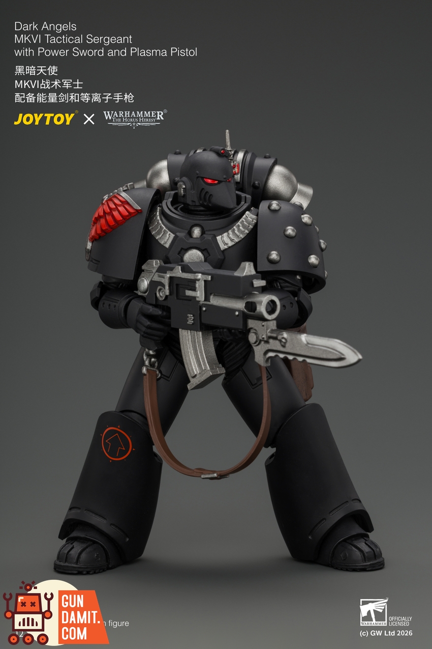 JoyToy JT05138 1/18 Warhammer The Horus Heresy Dark Angels MKVI Tactical Sergeant with Power Sword and Plasma Pistol - View 7 JoyToy JT05138 1/18 Warhammer The Horus Heresy Dark Angels MKVI Tactical Sergeant with Power Sword and Plasma Pistol - View 7