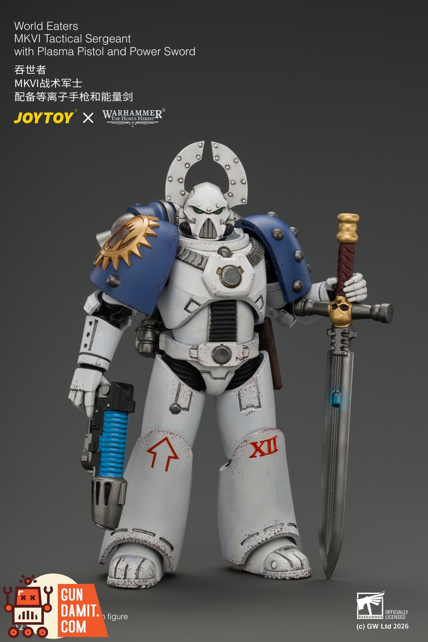 JoyToy JT05145 1/18 Warhammer The Horus Heresy World Eaters MKVI Tactical Sergeant with Plasma Pistol and Power Sword - View 3 JoyToy JT05145 1/18 Warhammer The Horus Heresy World Eaters MKVI Tactical Sergeant with Plasma Pistol and Power Sword - View 3