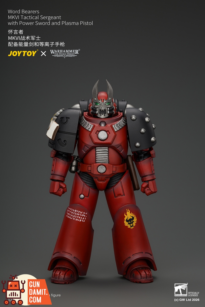 JoyToy JT05015 1/18 Warhammer The Horus Heresy Word Bearers MkVI Tactical Sergeant with Power Sword and Plasma Pistol - View 9 JoyToy JT05015 1/18 Warhammer The Horus Heresy Word Bearers MkVI Tactical Sergeant with Power Sword and Plasma Pistol - View 9