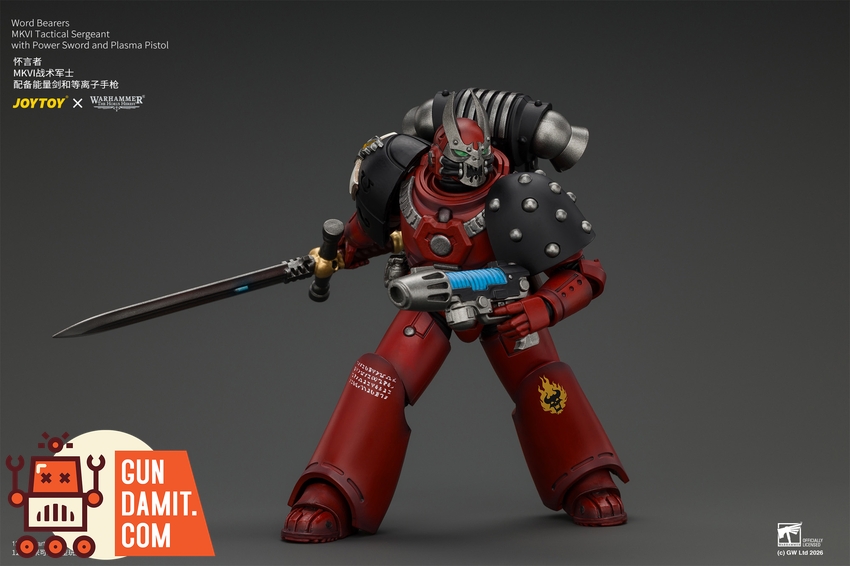 JoyToy JT05015 1/18 Warhammer The Horus Heresy Word Bearers MkVI Tactical Sergeant with Power Sword and Plasma Pistol - View 12 JoyToy JT05015 1/18 Warhammer The Horus Heresy Word Bearers MkVI Tactical Sergeant with Power Sword and Plasma Pistol - View 12