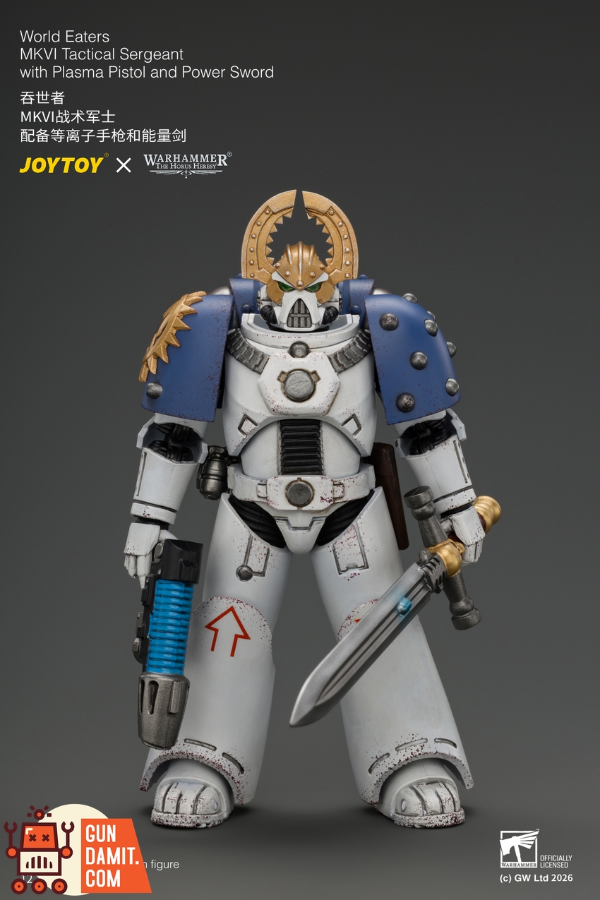 JoyToy JT05145 1/18 Warhammer The Horus Heresy World Eaters MKVI Tactical Sergeant with Plasma Pistol and Power Sword - View 2 JoyToy JT05145 1/18 Warhammer The Horus Heresy World Eaters MKVI Tactical Sergeant with Plasma Pistol and Power Sword - View 2