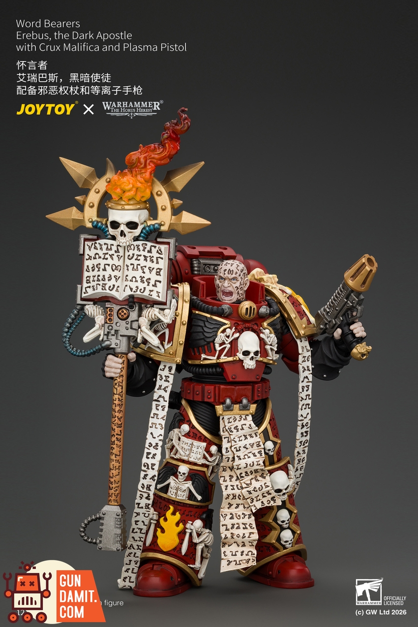 JoyToy JT05213 1/18 Warhammer The Horus Heresy Word Bearers Erebus, the Dark Apostle with Crux Malifica and Plasma Pistol - View 5 JoyToy JT05213 1/18 Warhammer The Horus Heresy Word Bearers Erebus, the Dark Apostle with Crux Malifica and Plasma Pistol - View 5