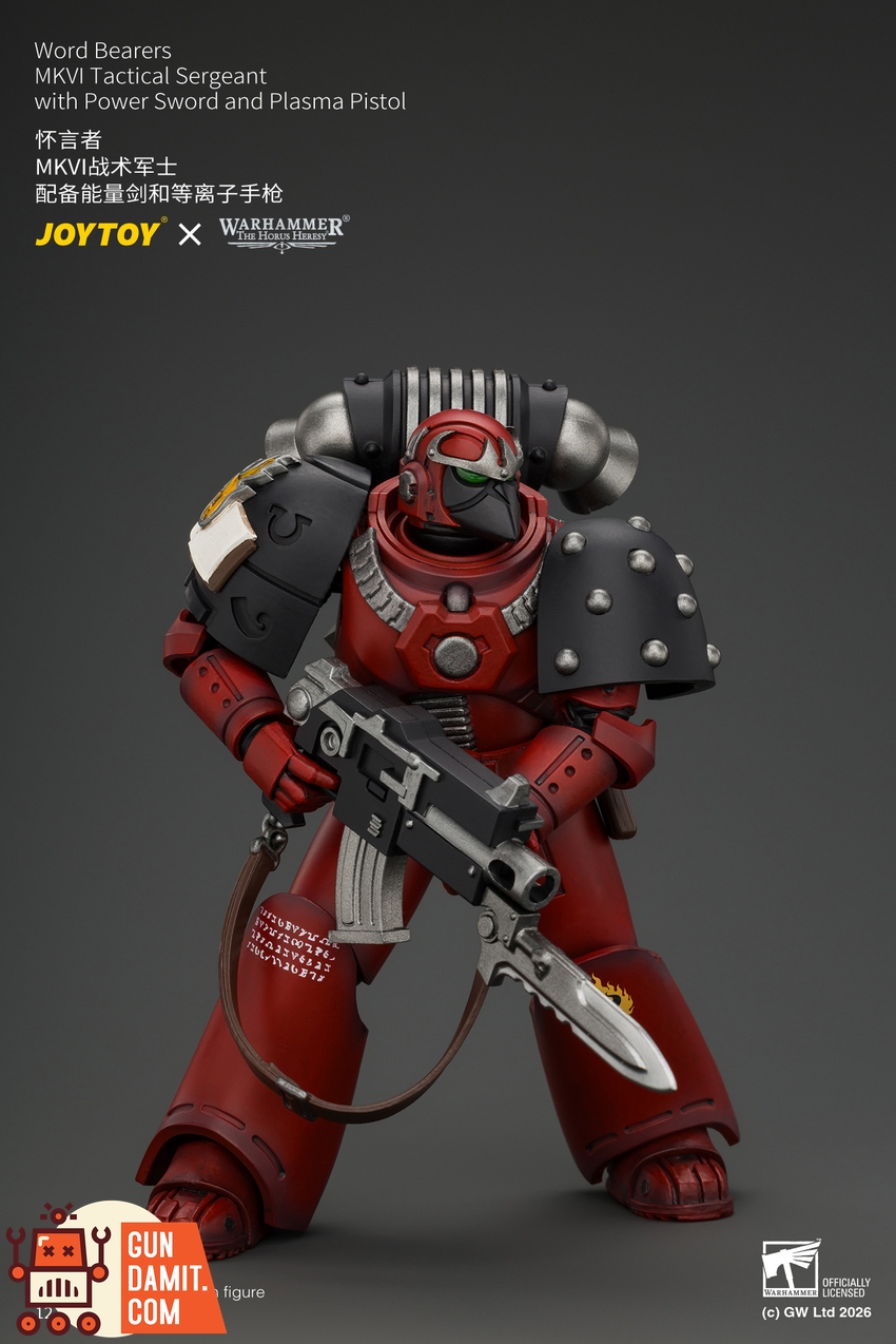 JoyToy JT05015 1/18 Warhammer The Horus Heresy Word Bearers MkVI Tactical Sergeant with Power Sword and Plasma Pistol - View 5 JoyToy JT05015 1/18 Warhammer The Horus Heresy Word Bearers MkVI Tactical Sergeant with Power Sword and Plasma Pistol - View 5