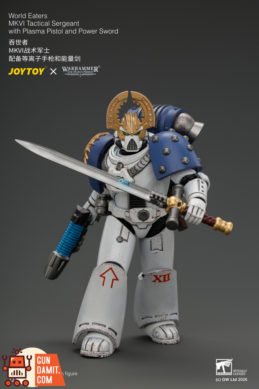 JoyToy JT05145 1/18 Warhammer The Horus Heresy World Eaters MKVI Tactical Sergeant with Plasma Pistol and Power Sword - View 7 JoyToy JT05145 1/18 Warhammer The Horus Heresy World Eaters MKVI Tactical Sergeant with Plasma Pistol and Power Sword - View 7