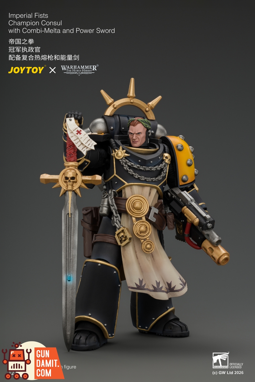 JoyToy JT05121 1/18 Warhammer The Horus Heresy Imperial Fists Champion Consul with Combi-Melta and Power Sword - View 7 JoyToy JT05121 1/18 Warhammer The Horus Heresy Imperial Fists Champion Consul with Combi-Melta and Power Sword - View 7