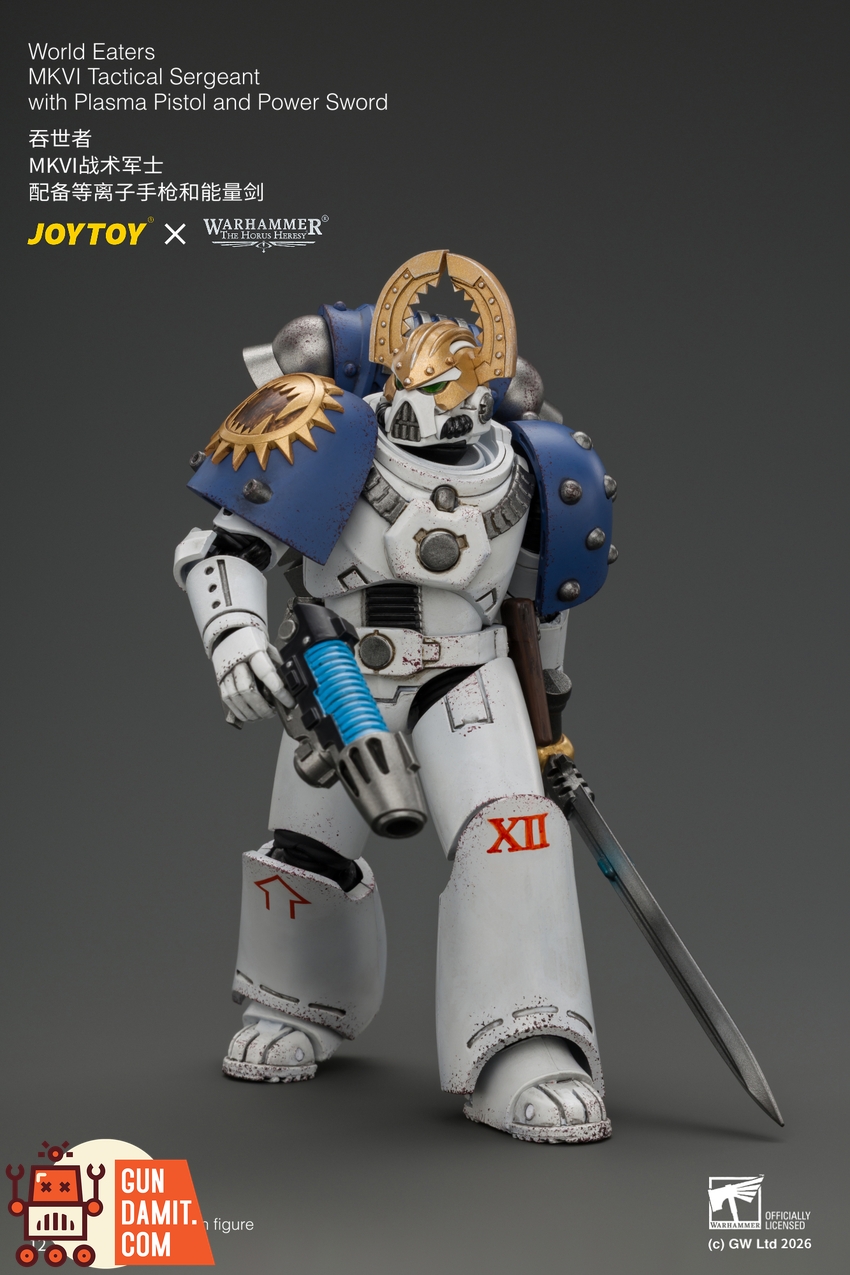 JoyToy JT05145 1/18 Warhammer The Horus Heresy World Eaters MKVI Tactical Sergeant with Plasma Pistol and Power Sword - View 6 JoyToy JT05145 1/18 Warhammer The Horus Heresy World Eaters MKVI Tactical Sergeant with Plasma Pistol and Power Sword - View 6