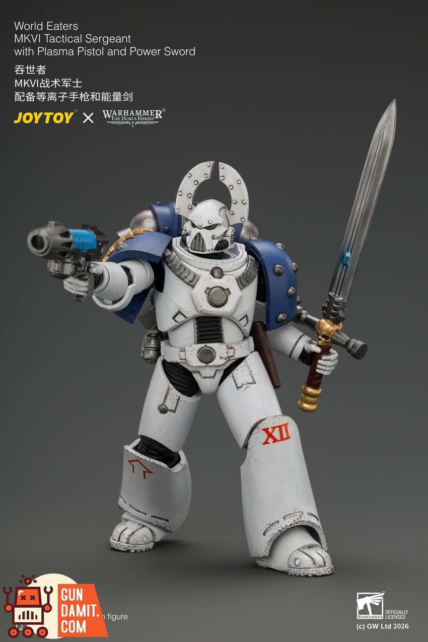 JoyToy JT05145 1/18 Warhammer The Horus Heresy World Eaters MKVI Tactical Sergeant with Plasma Pistol and Power Sword - View 5 JoyToy JT05145 1/18 Warhammer The Horus Heresy World Eaters MKVI Tactical Sergeant with Plasma Pistol and Power Sword - View 5