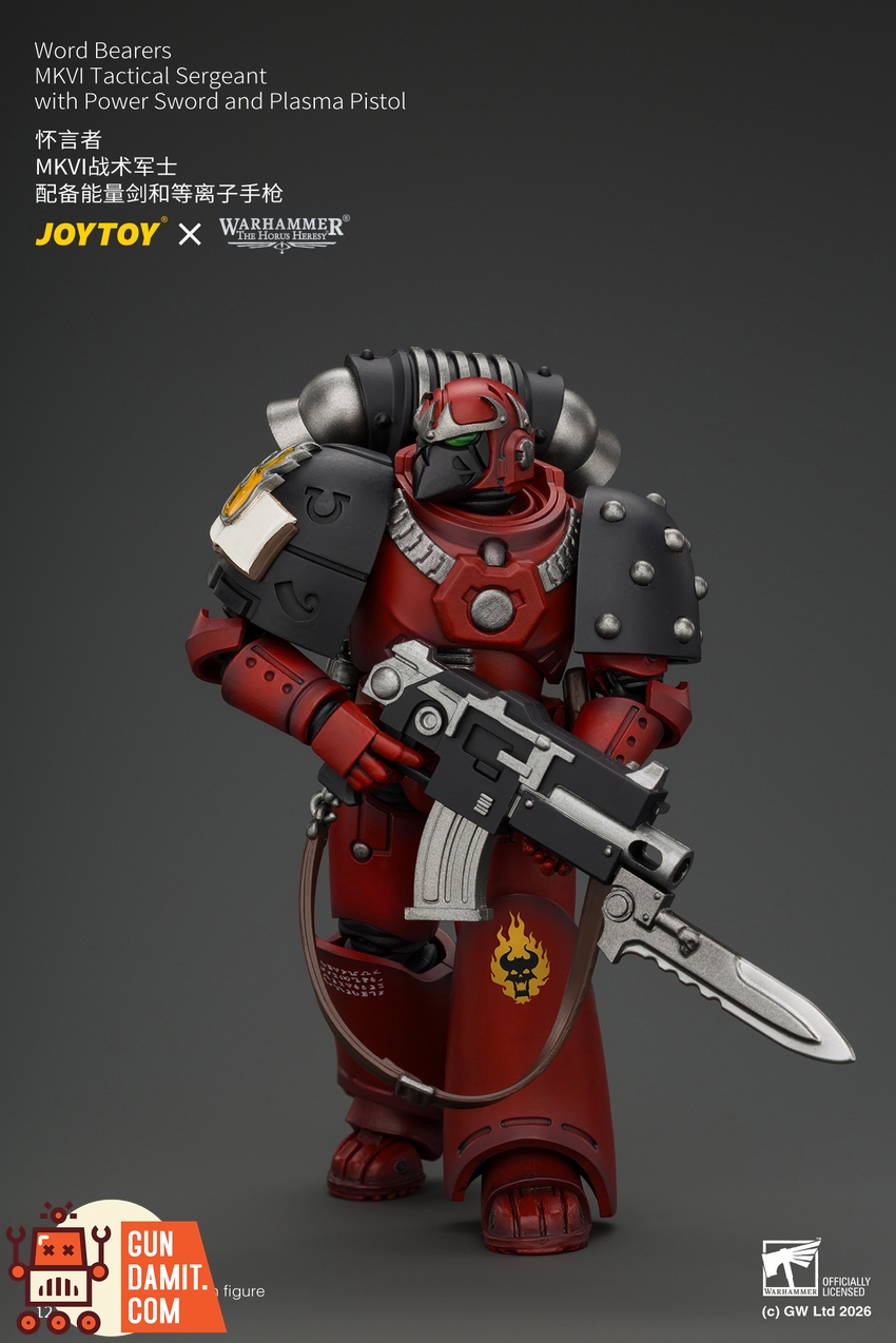 JoyToy JT05015 1/18 Warhammer The Horus Heresy Word Bearers MkVI Tactical Sergeant with Power Sword and Plasma Pistol - View 4 JoyToy JT05015 1/18 Warhammer The Horus Heresy Word Bearers MkVI Tactical Sergeant with Power Sword and Plasma Pistol - View 4