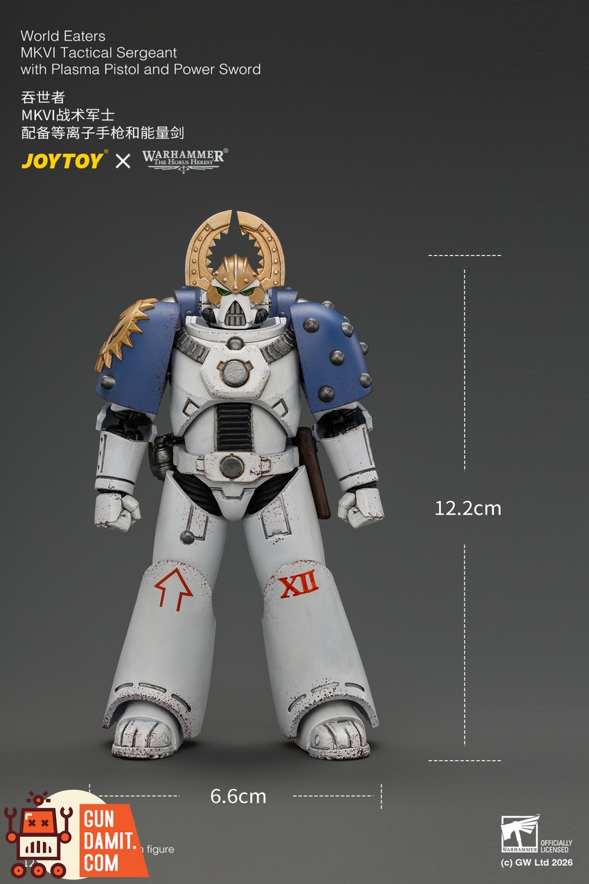 JoyToy JT05145 1/18 Warhammer The Horus Heresy World Eaters MKVI Tactical Sergeant with Plasma Pistol and Power Sword - View 10 JoyToy JT05145 1/18 Warhammer The Horus Heresy World Eaters MKVI Tactical Sergeant with Plasma Pistol and Power Sword - View 10