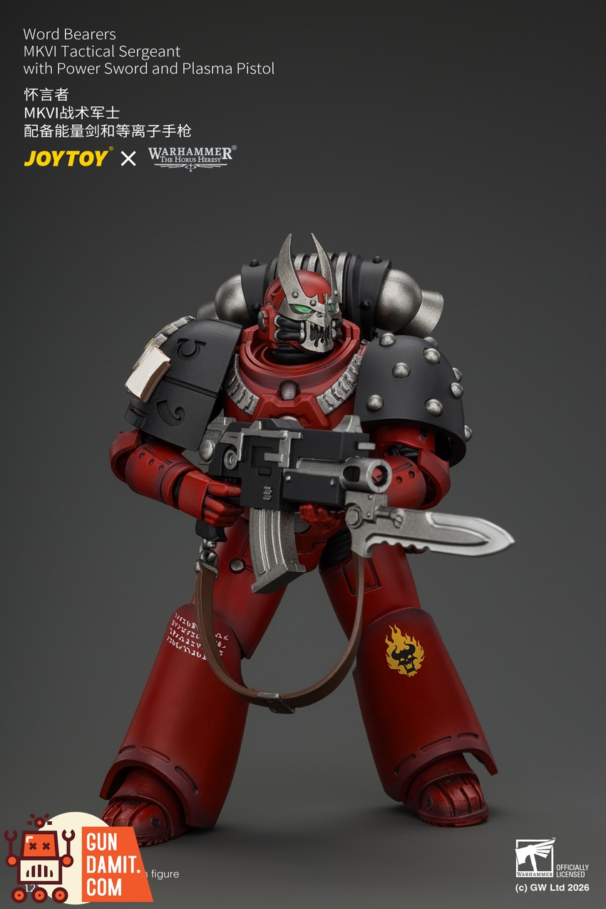 JoyToy JT05015 1/18 Warhammer The Horus Heresy Word Bearers MkVI Tactical Sergeant with Power Sword and Plasma Pistol - View 3 JoyToy JT05015 1/18 Warhammer The Horus Heresy Word Bearers MkVI Tactical Sergeant with Power Sword and Plasma Pistol - View 3