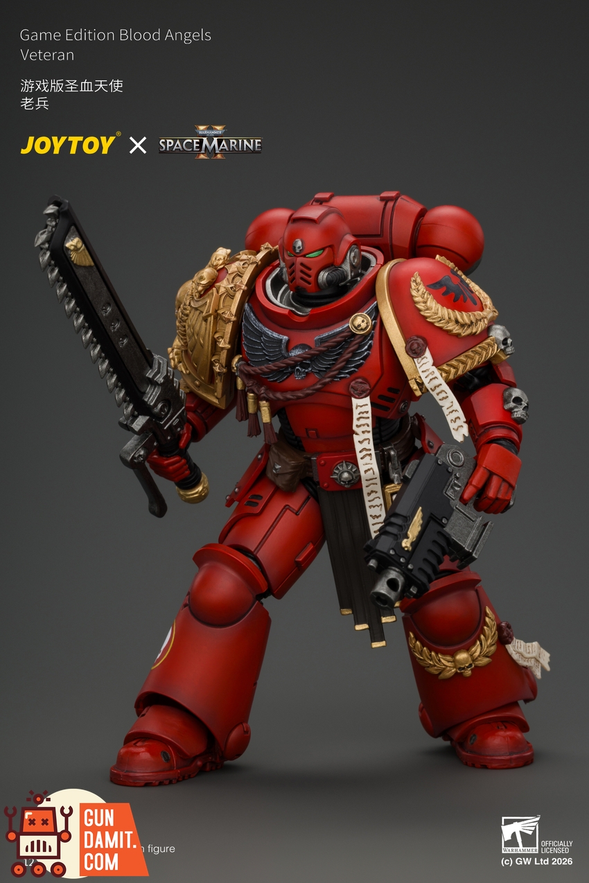 JoyToy JT05305 1/18 Warhammer 40K Game Edition Blood Angels Veteran with Bolt Rifle, Chainsword and Bolt Pistol and Plasma Pistol - View 8 JoyToy JT05305 1/18 Warhammer 40K Game Edition Blood Angels Veteran with Bolt Rifle, Chainsword and Bolt Pistol and Plasma Pistol - View 8
