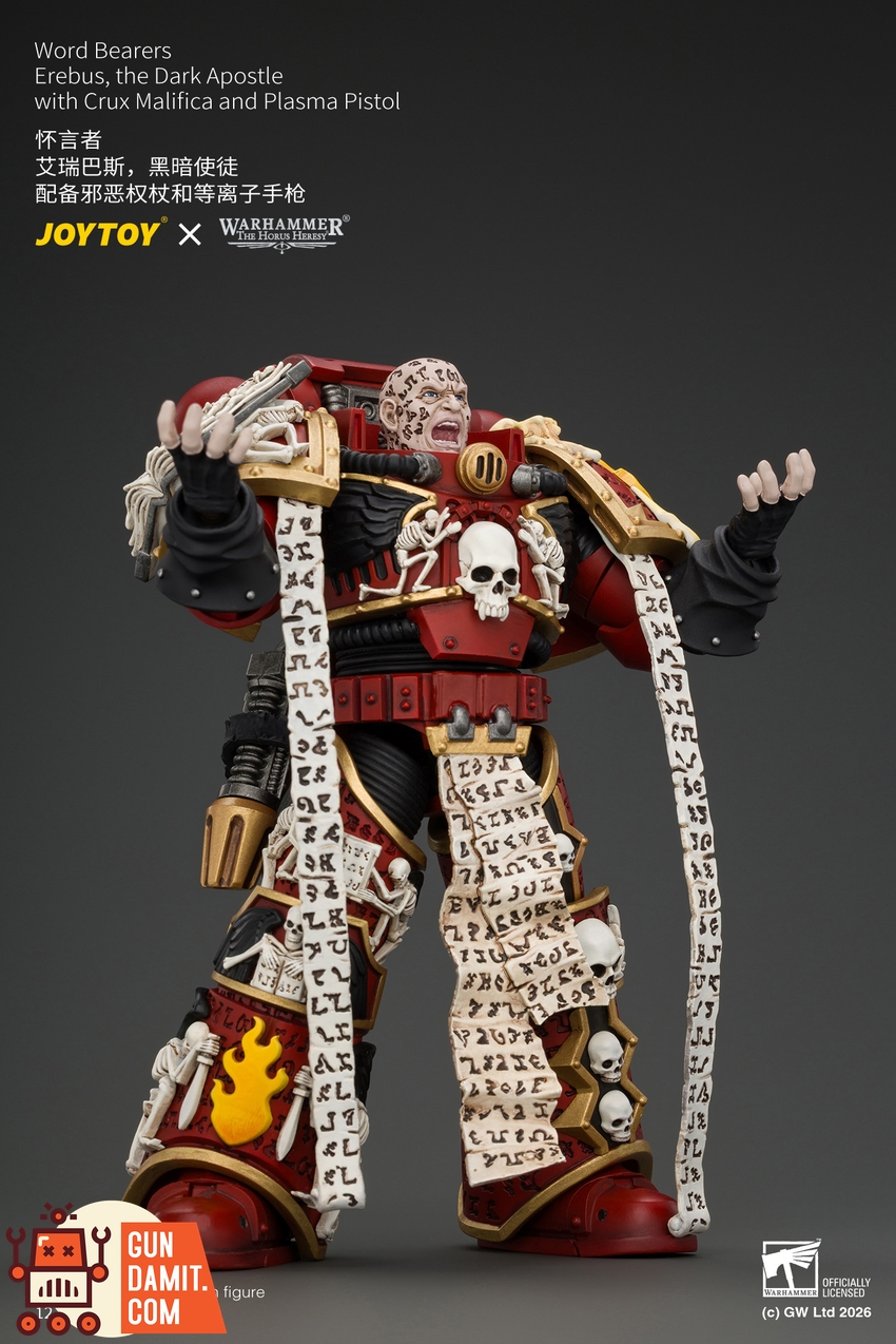 JoyToy JT05213 1/18 Warhammer The Horus Heresy Word Bearers Erebus, the Dark Apostle with Crux Malifica and Plasma Pistol - View 2 JoyToy JT05213 1/18 Warhammer The Horus Heresy Word Bearers Erebus, the Dark Apostle with Crux Malifica and Plasma Pistol - View 2